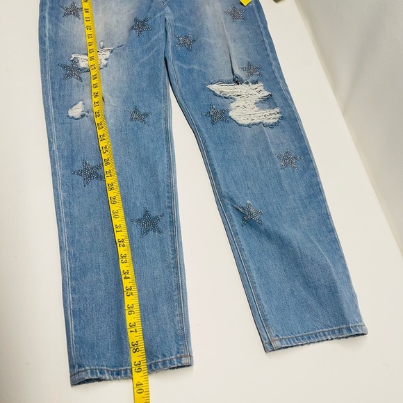 HUDSON WOMENS BLUE JEANS SIZE 32 stars prints high rise - Picture 4 of 12